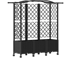Pakeltas lovas su trelėmis ir stogu Juoda 163 x 40 x 144 cm PP