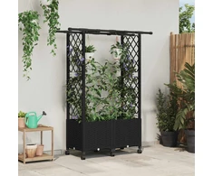 Pakeltas lovas su trelėmis ir stogu Juoda 124,5 x 40 x 142 cm