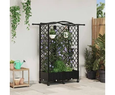 Pakeltas lovas su trelėmis ir stogu Juoda 124 x 40 x 129 cm PP