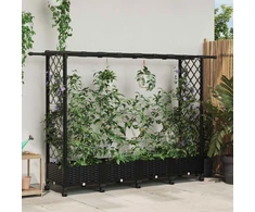 Pakeltas lovas su trelėmis ir stogu Juoda 203 x 40 x 127 cm PP