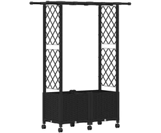 Pakeltas lovas su trelėmis ir stogu Juoda 124,5 x 40 x 142 cm