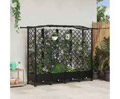 Pakeltas lovas su trelėmis ir stogu Juoda 203,5 x 40 x 129 cm