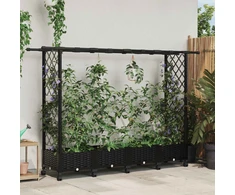 Pakeltas lovas su trelėmis ir stogu Juoda 203 x 40 x 127 cm PP