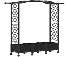 Pakeltas lovas su trelėmis ir stogu Juoda 169 x 40 x 129 cm PP