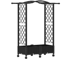 Pakeltas lovas su trelėmis ir stogu Juoda 124 x 40 x 129 cm PP