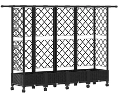 Pakeltas lovas su trelėmis ir stogu Juoda 202,5 x 40 x 127 cm