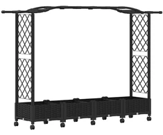 Pakeltas lovas su trelėmis ir stogu Juoda 207 x 40 x 129 cm PP