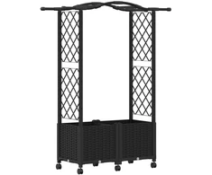 Pakeltas lovas su trelėmis ir stogu Juoda 125 x 40 x 144 cm PP