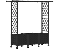 Pakeltas lovas su trelėmis ir stogu Juoda 162,5 x 40 x 142 cm
