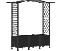 Pakeltas lovas su trelėmis ir stogu Juoda 164 x 40 x 144 cm PP