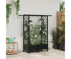 Pakeltas lovas su trelėmis ir stogu Juoda 122,5 x 40 x 127 cm