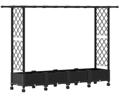 Pakeltas lovas su trelėmis ir stogu Juoda 203 x 40 x 127 cm PP