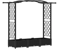 Pakeltas lovas su trelėmis ir stogu Juodas 169 x 40 x 125 cm PP