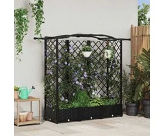 Pakeltas lovas su trelėmis ir stogu Juodas 163 x 40 x 126 cm PP