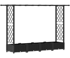 Pakeltas lovas su trelėmis ir stogu Juodas 203 x 40 x 123 cm PP