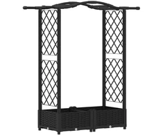 Pakeltas lovas su trelėmis ir stogu Juodas 124 x 40 x 125 cm PP