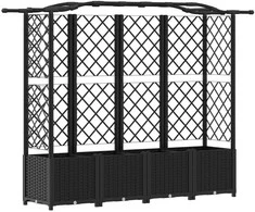 Pakeltas lovas su trelėmis ir stogu Juodas 204 x 40 x 141 cm PP