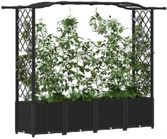 Pakeltas lovas su trelėmis ir stogu Juoda 204 x 40 x 138 cm PP
