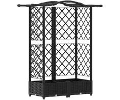 Pakeltas lovas su trelėmis ir stogu Juodas 124 x 40 x 126 cm PP