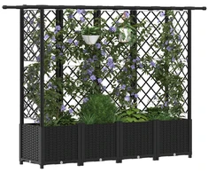 Pakeltas lovas su trelėmis ir stogu Juoda 202 x 40 x 136 cm PP