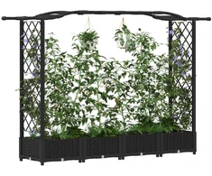 Pakeltas lovas su trelėmis ir stogu Juoda 207 x 40 x 123 cm PP