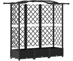 Pakeltas lovas su trelėmis ir stogu Juodas 163 x 40 x 126 cm PP
