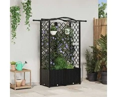 Pakeltas lovas su trelėmis ir stogu Juodas 122 x 40 x 141 cm PP