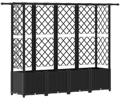 Pakeltas lovas su trelėmis ir stogu Juodas 202 x 40 x 138 cm PP