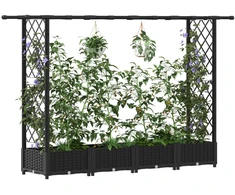 Pakeltas lovas su trelėmis ir stogu Juoda 203 x 40 x 121 cm PP