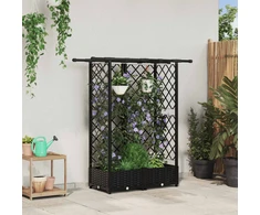 Pakeltas lovas su trelėmis ir stogu Juodas 124 x 40 x 123 cm PP