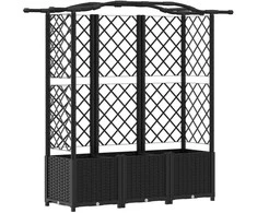 Pakeltas lovas su trelėmis ir stogu Juodas 163 x 40 x 141 cm PP