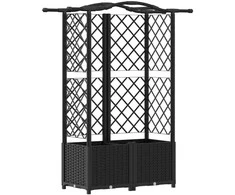 Pakeltas lovas su trelėmis ir stogu Juodas 122 x 40 x 141 cm PP