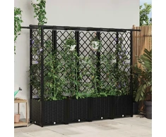 Pakeltas lovas su trelėmis ir stogu Juodas 203 x 40 x 138 cm PP