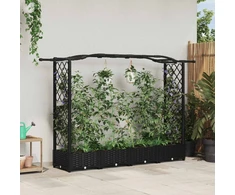 Pakeltas lovas su trelėmis ir stogu Juodas 207 x 40 x 126 cm PP