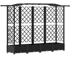Pakeltas lovas su trelėmis ir stogu Juodas 203,5 x 40 x 125 cm