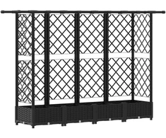 Pakeltas lovas su trelėmis ir stogu Juodas 202,5 x 40 x 123 cm