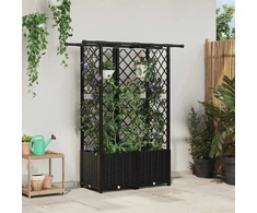 Pakeltas lovas su trelėmis ir stogu Juodas 124,5 x 40 x 138 cm