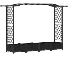 Pakeltas lovas su trelėmis ir stogu Juodas 207 x 40 x 126 cm PP