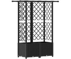 Pakeltas lovas su trelėmis ir stogu Juodas 124 x 40 x 138 cm PP