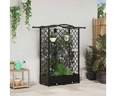 Pakeltas lovas su trelėmis ir stogu Juodas 124 x 40 x 126 cm PP