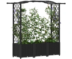 Pakeltas lovas su trelėmis ir stogu Juoda 164 x 40 x 138 cm PP