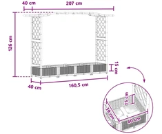 Pakeltas lovas su trelėmis ir stogu Juoda 207 x 40 x 123 cm PP