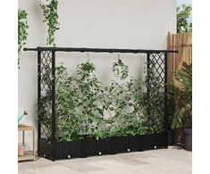 Pakeltas lovas su trelėmis ir stogu Juodas 203 x 40 x 123 cm PP