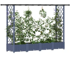 Pakeltas lovas su trelėmis ir stogu Pilka 203 x 40 x 121 cm PP