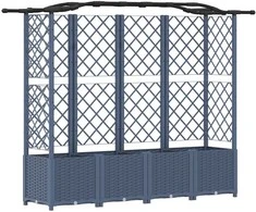 Pakeltas lovas su trelėmis ir stogu Pilka 204 x 40 x 141 cm PP