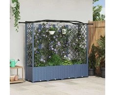 Pakeltas lovas su trelėmis ir stogu Pilka 204 x 40 x 141 cm PP