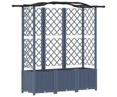 Pakeltas lovas su trelėmis ir stogu Pilka 163 x 40 x 141 cm PP