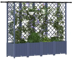 Pakeltas lovas su trelėmis ir stogu Pilka 202 x 40 x 136 cm PP