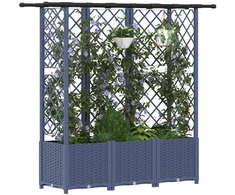 Pakeltas lovas su trelėmis ir stogu Pilka 163,5 x 40 x 136 cm