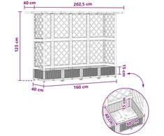 Pakeltas lovas su trelėmis ir stogu Pilka 202,5 x 40 x 121 cm